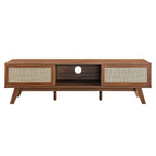 60" TV Stand with Rattan Sliding Doors - Fits up to 65" TVs, 192 lbs Capacity, Cable Management - Modern Media Console