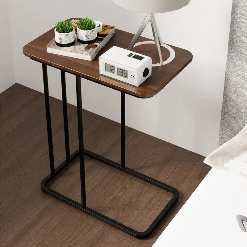 C-Shaped End Table - 19.69"L x 24.21"H, Waterproof Top, Metal Frame, 45 lbs Capacity - Modern Side Table for Sofa