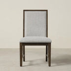 Solid Wood Upholstered Dining Chairs Set of 2 - Light Gray Fabric, High-Density Foam Padding, Rubberwood Legs