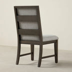 Solid Wood Upholstered Dining Chairs Set of 2 - Light Gray Fabric, High-Density Foam Padding, Rubberwood Legs