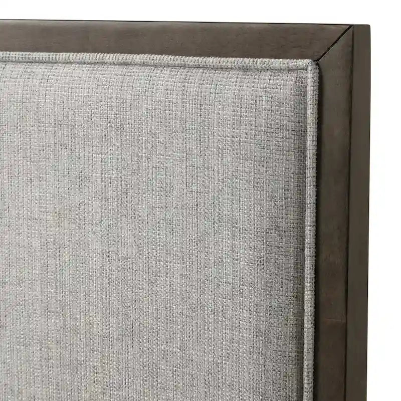 Solid Wood Upholstered Dining Chairs Set of 2 - Light Gray Fabric, High-Density Foam Padding, Rubberwood Legs