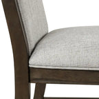 Solid Wood Upholstered Dining Chairs Set of 2 - Light Gray Fabric, High-Density Foam Padding, Rubberwood Legs
