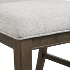 Solid Wood Upholstered Dining Chairs Set of 2 - Light Gray Fabric, High-Density Foam Padding, Rubberwood Legs