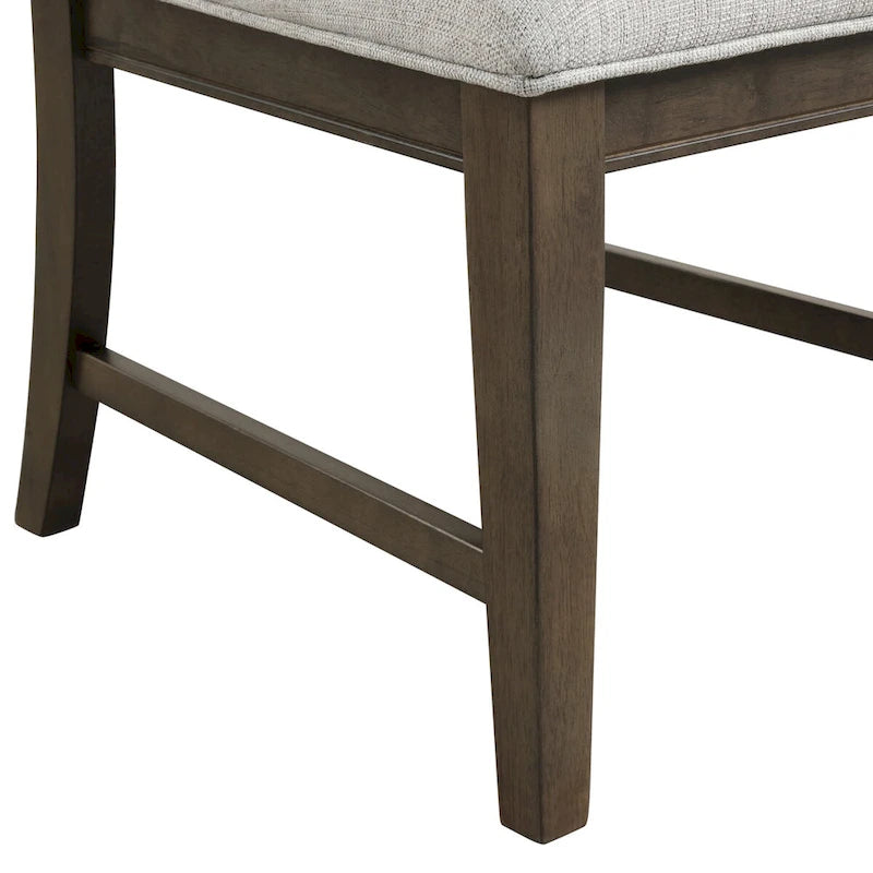 Solid Wood Upholstered Dining Chairs Set of 2 - Light Gray Fabric, High-Density Foam Padding, Rubberwood Legs