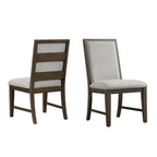 Solid Wood Upholstered Dining Chairs Set of 2 - Light Gray Fabric, High-Density Foam Padding, Rubberwood Legs