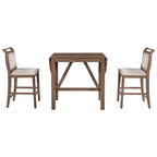 3-Piece Drop Leaf Dining Table Set - Rubberwood Counter Height, 2 Chairs, 300 lbs Capacity - Rustic Brown Oval Folding Set